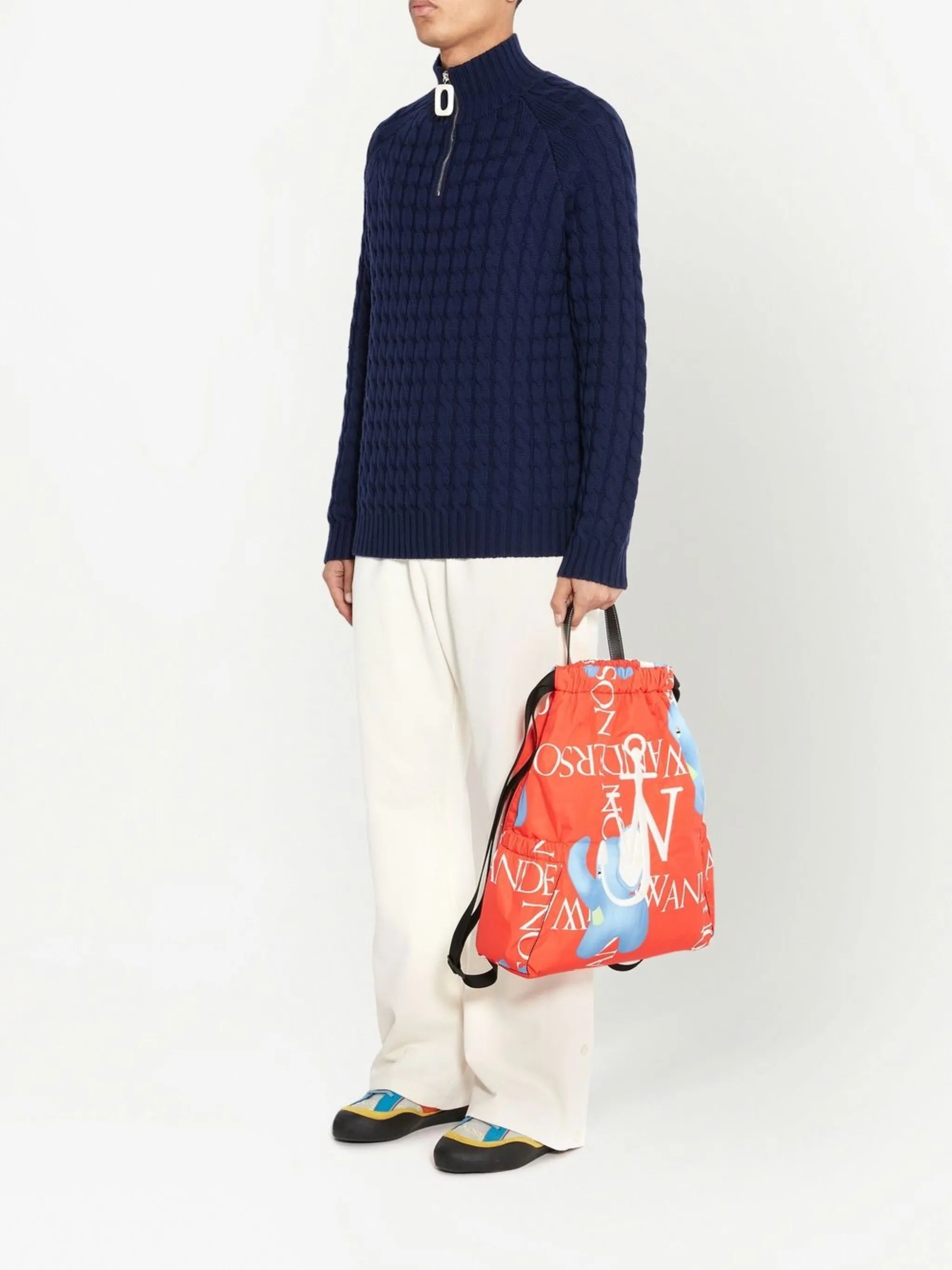 Henley cable-knit jumper