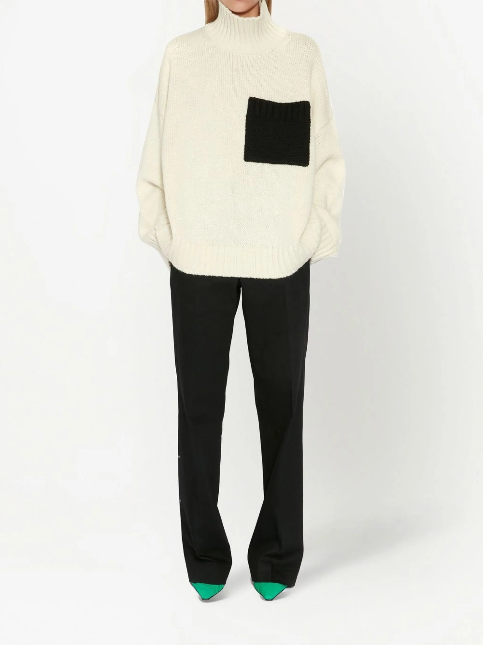 patch-pocket roll-neck jumper