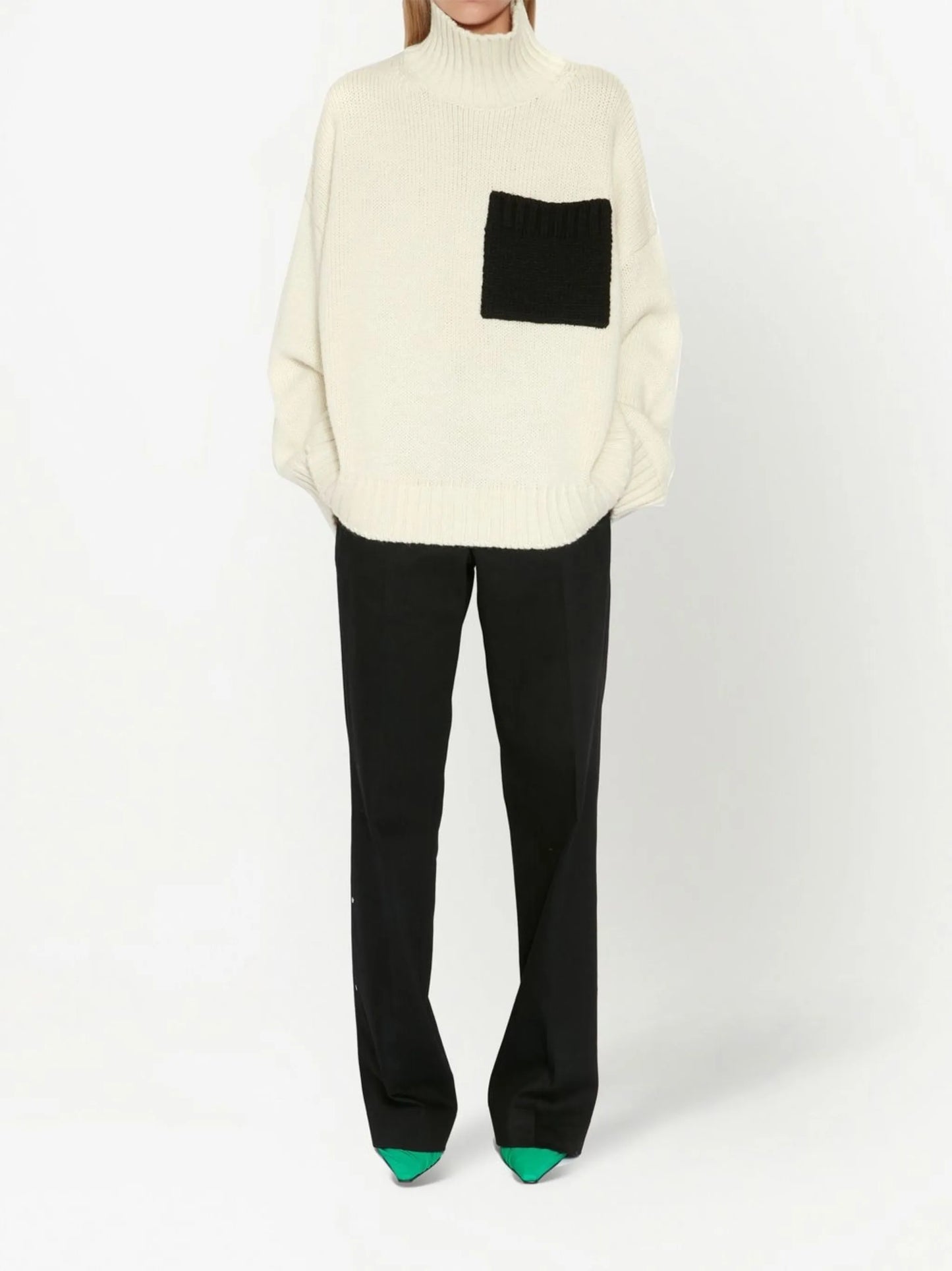 patch-pocket roll-neck jumper