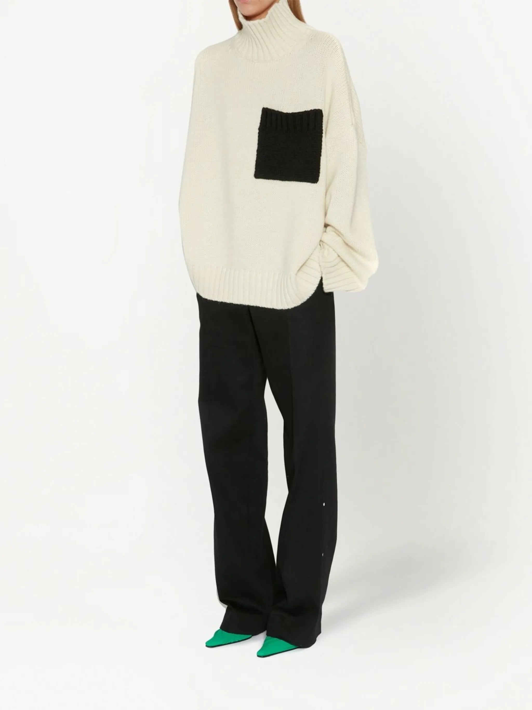 patch-pocket roll-neck jumper