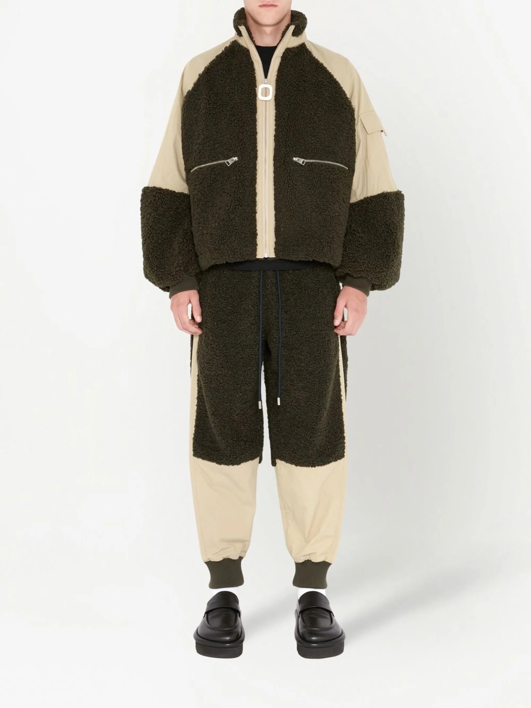 colour-block zip-front jacket