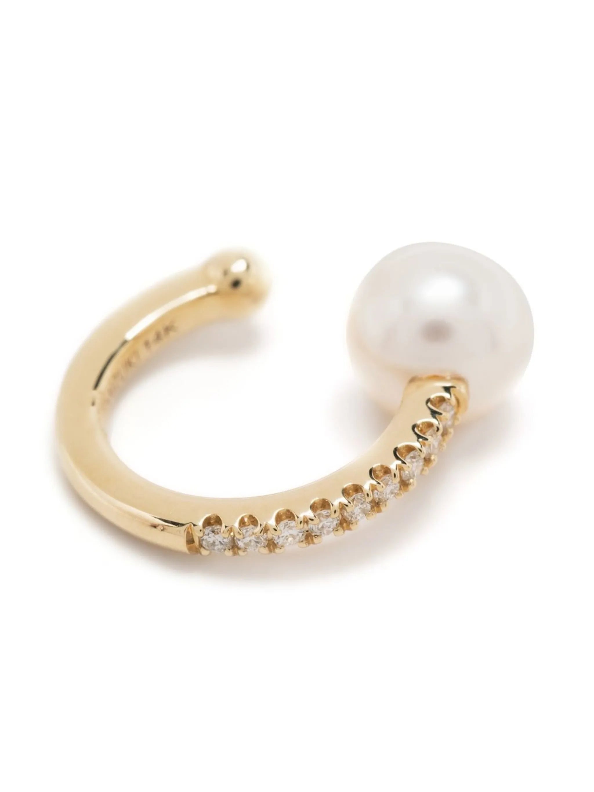 14kt yellow gold Sea of Beauty diamond and pearl ear cuff