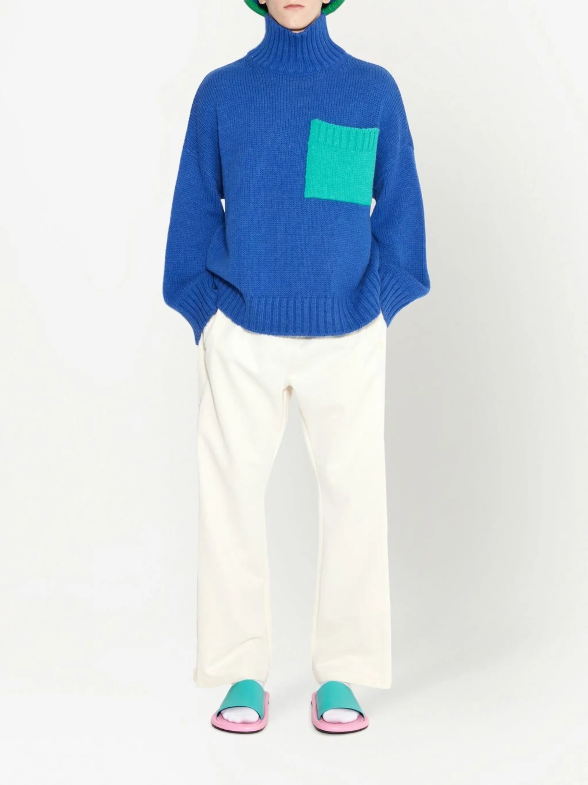 patch-pocket roll neck jumper