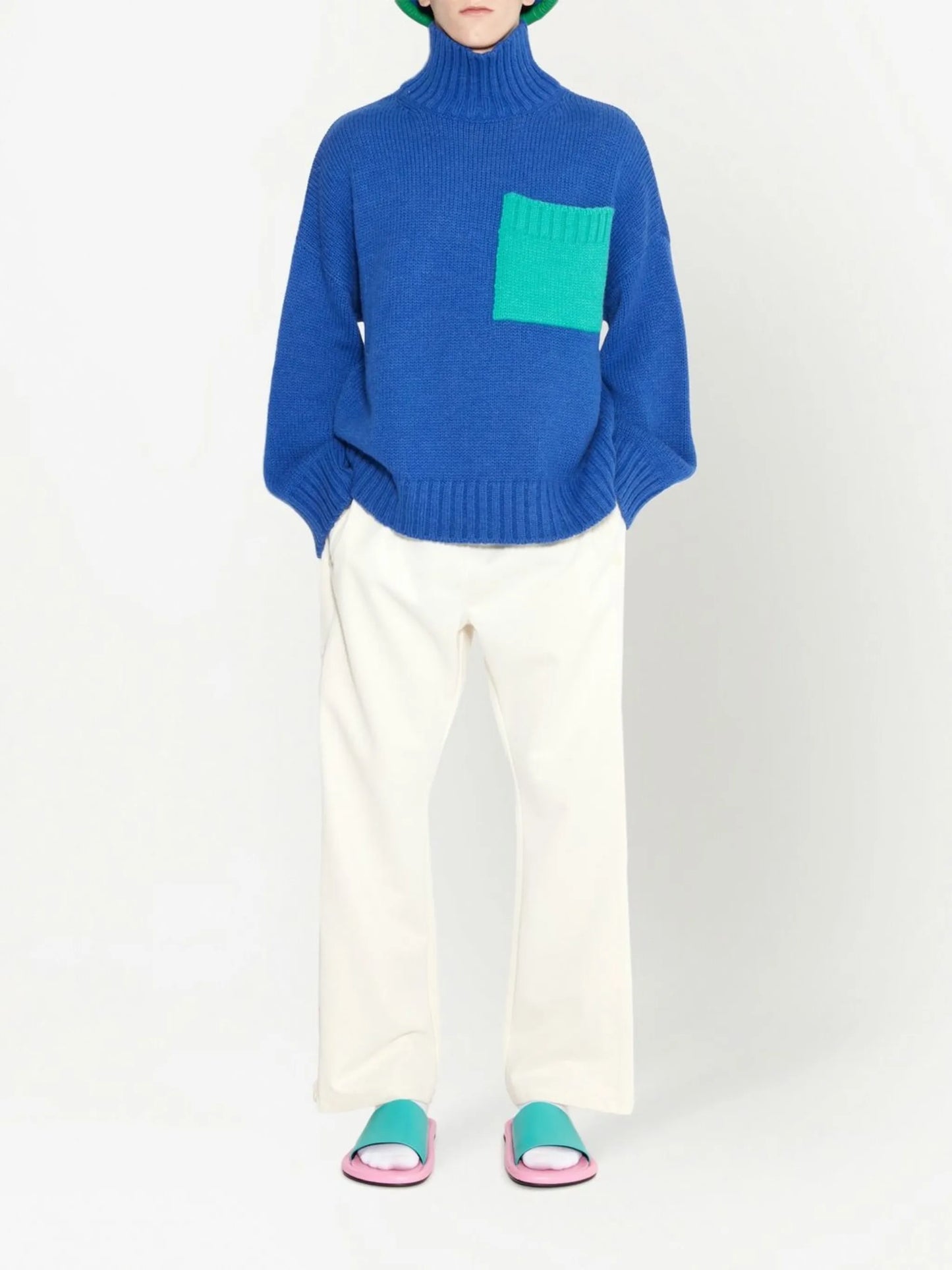 patch-pocket roll neck jumper