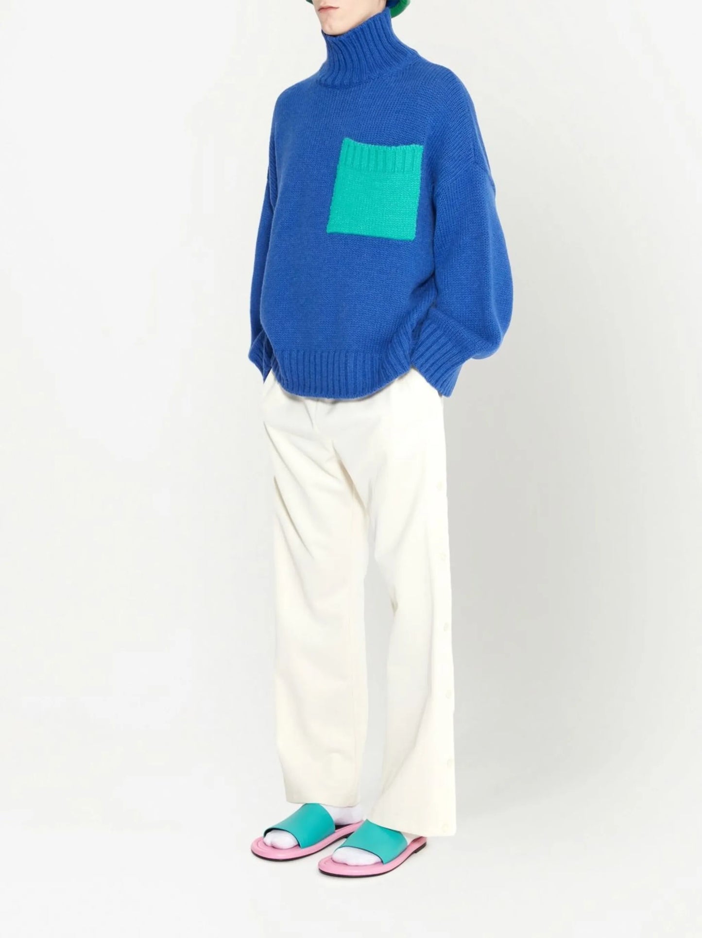 patch-pocket roll neck jumper
