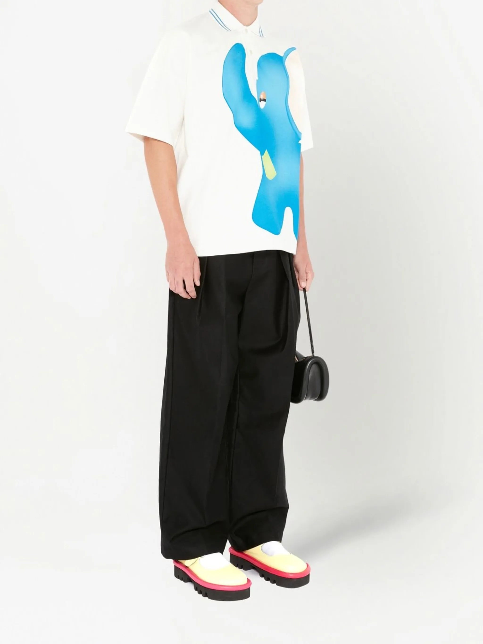 elephant-print polo shirt