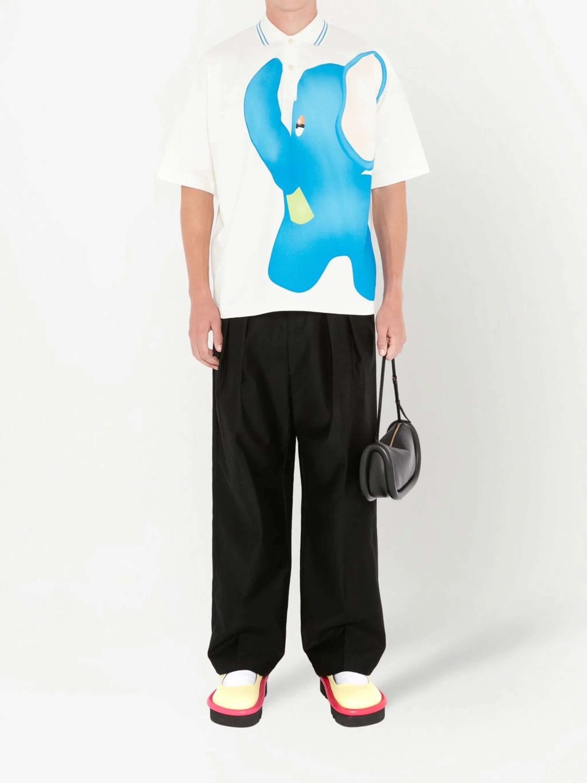 elephant-print polo shirt