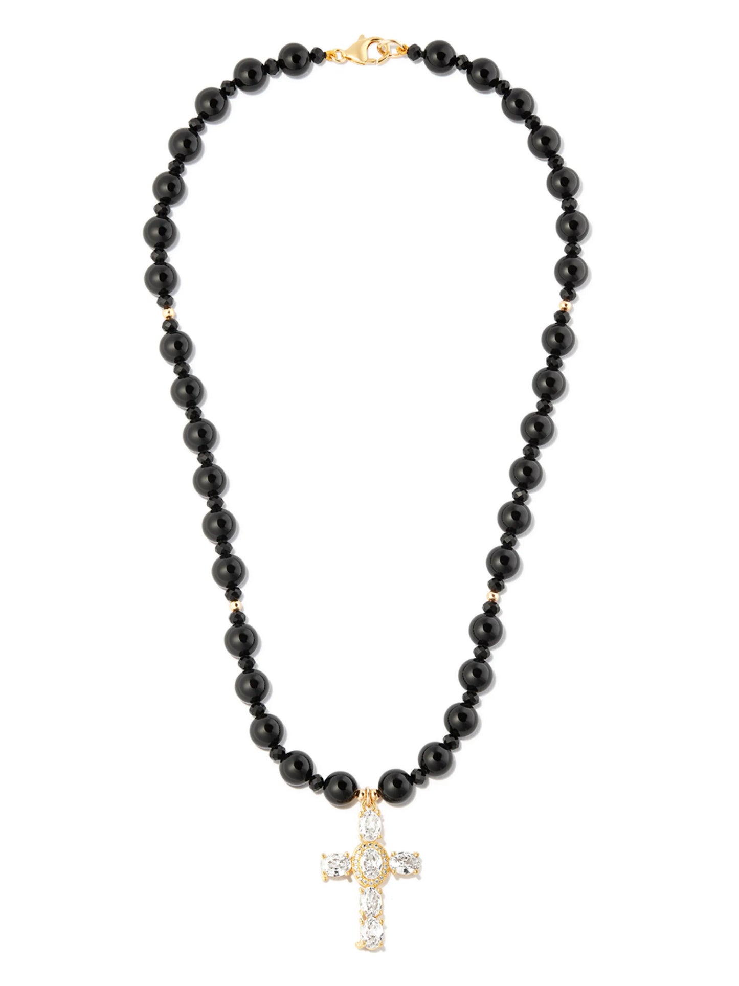18kt yellow gold pearl and crystal necklace