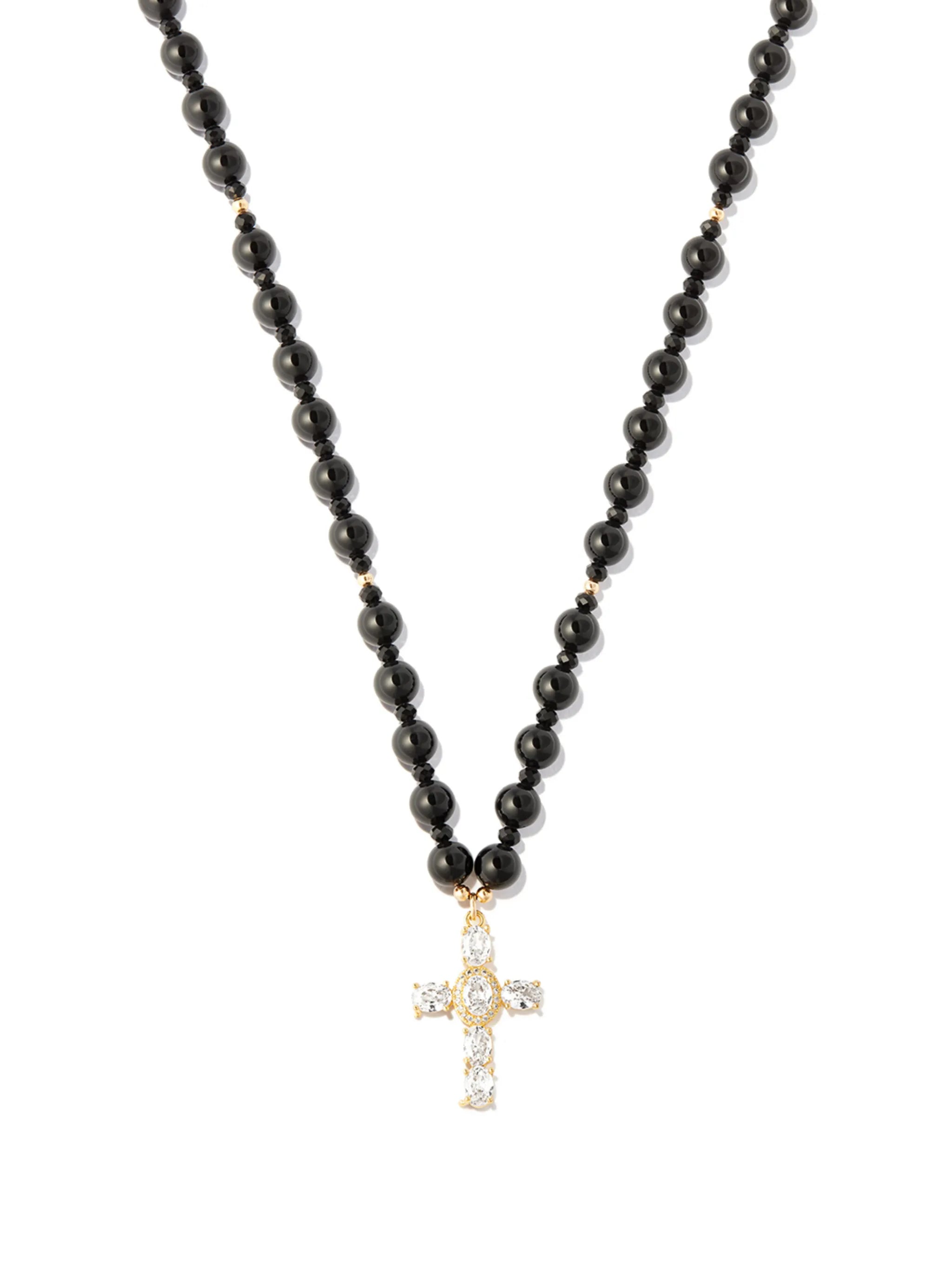 18kt yellow gold pearl and crystal necklace