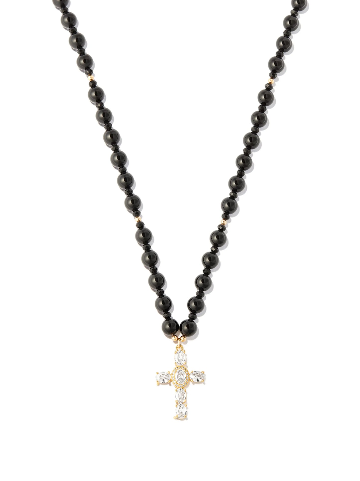 18kt yellow gold pearl and crystal necklace