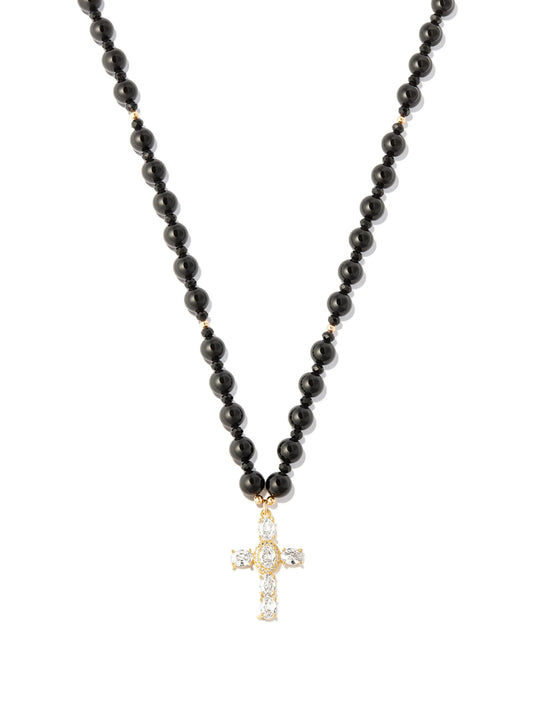 18kt yellow gold pearl and crystal necklace