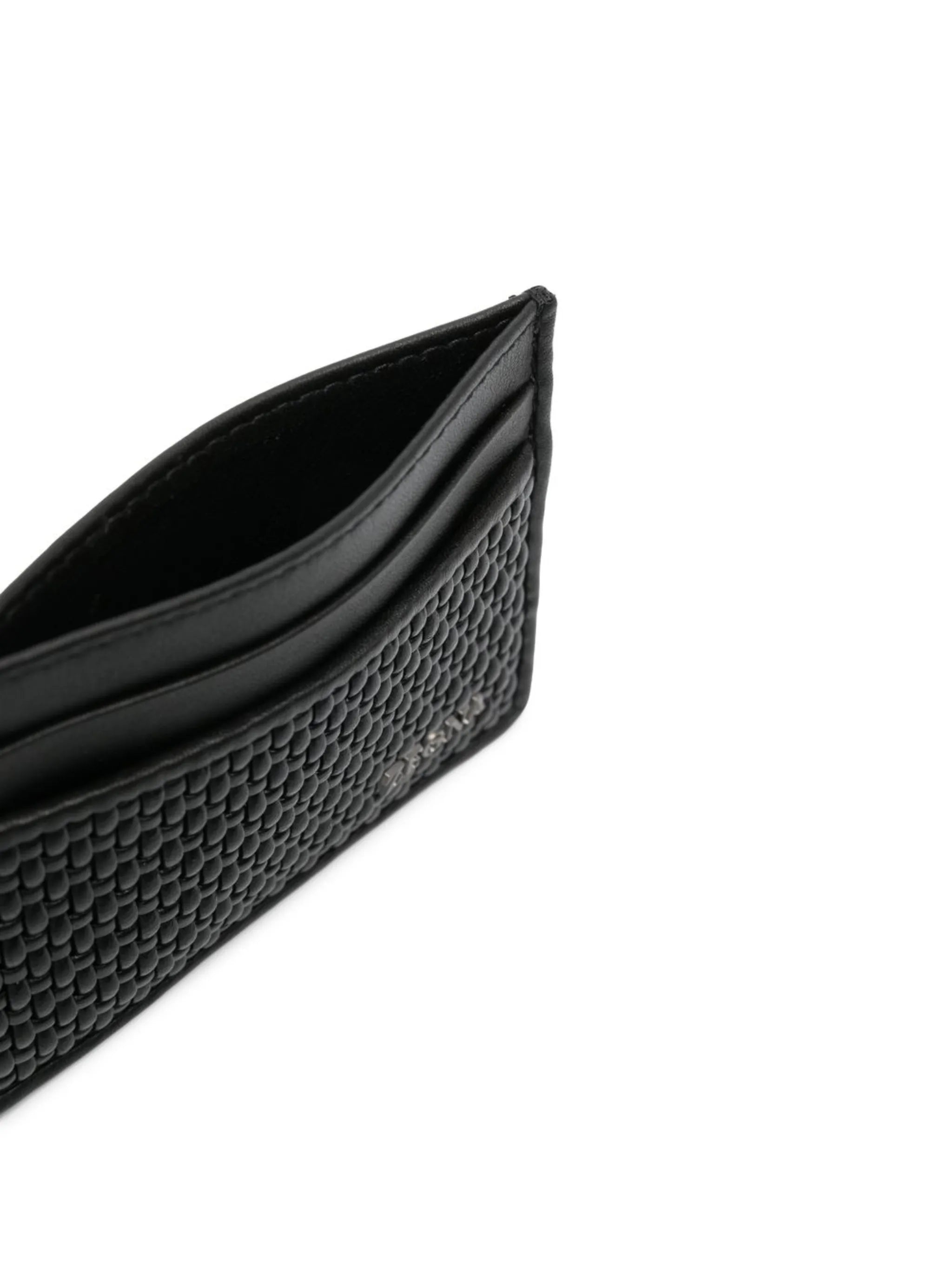 textured embossed-logo cardholder