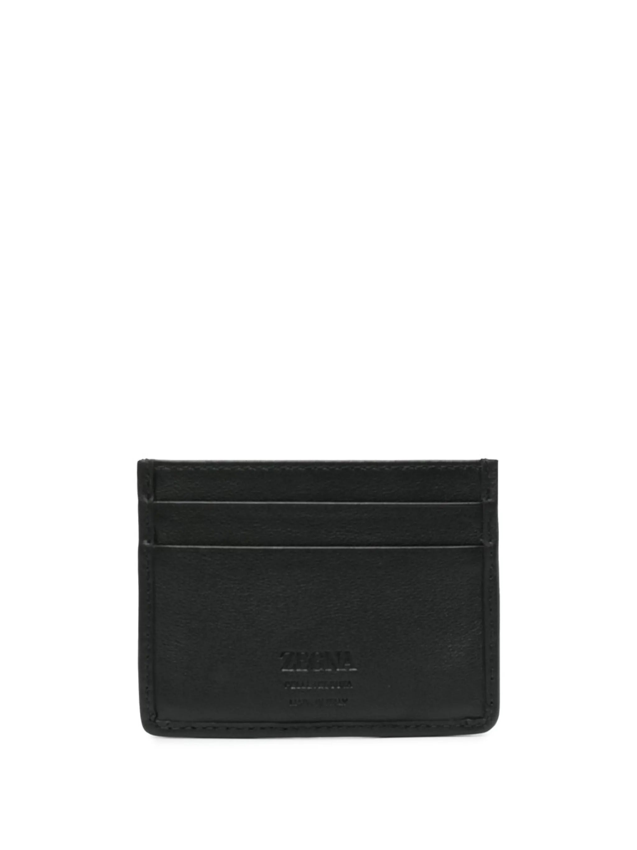 textured embossed-logo cardholder