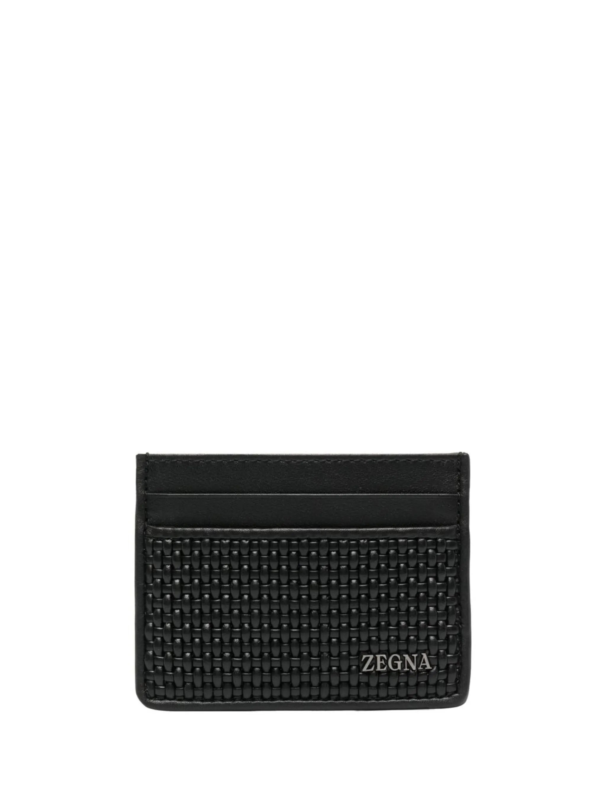 textured embossed-logo cardholder