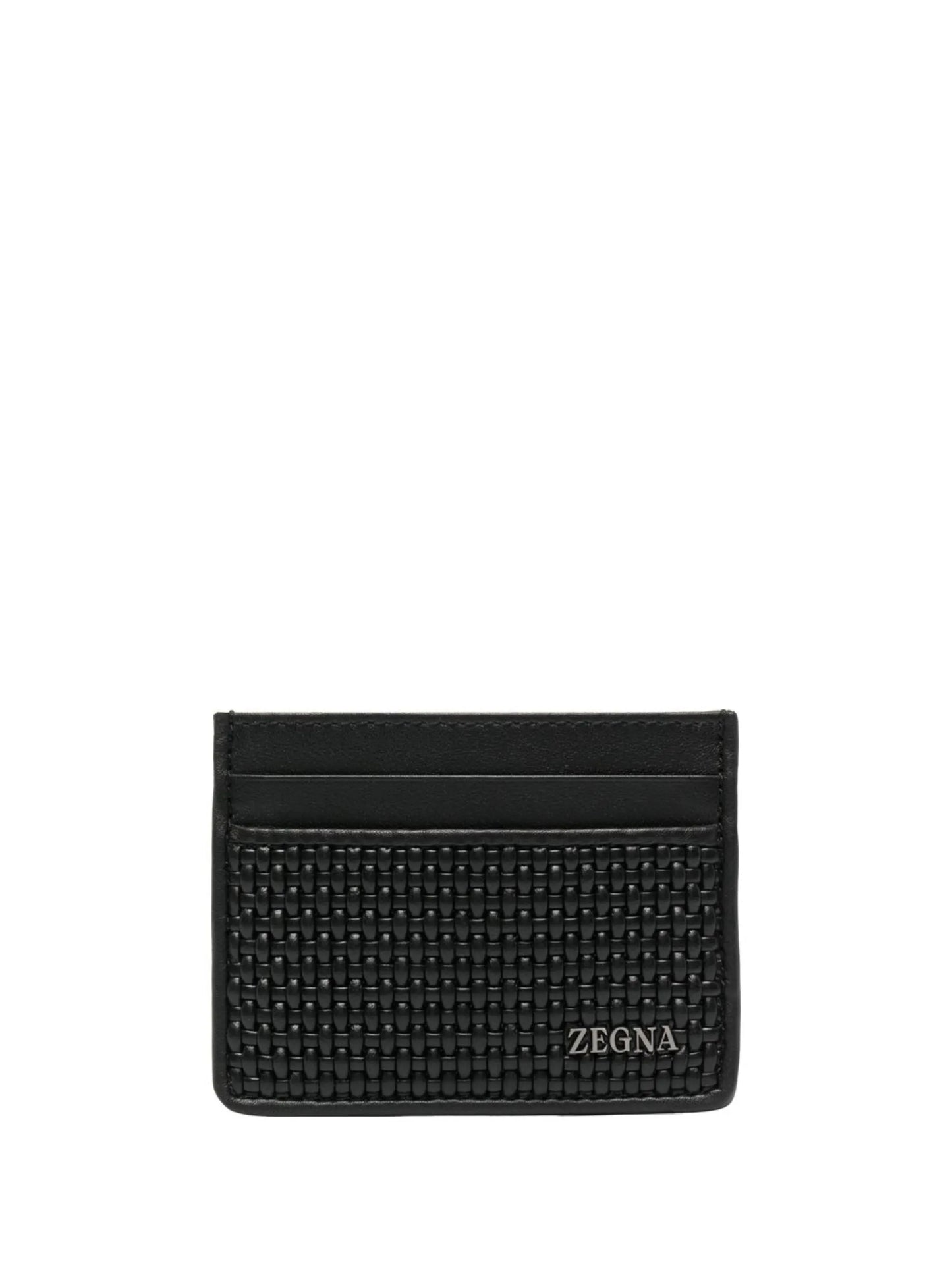 textured embossed-logo cardholder