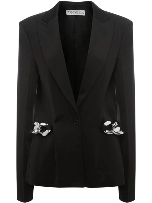 chain-detailed single-breasted blazer