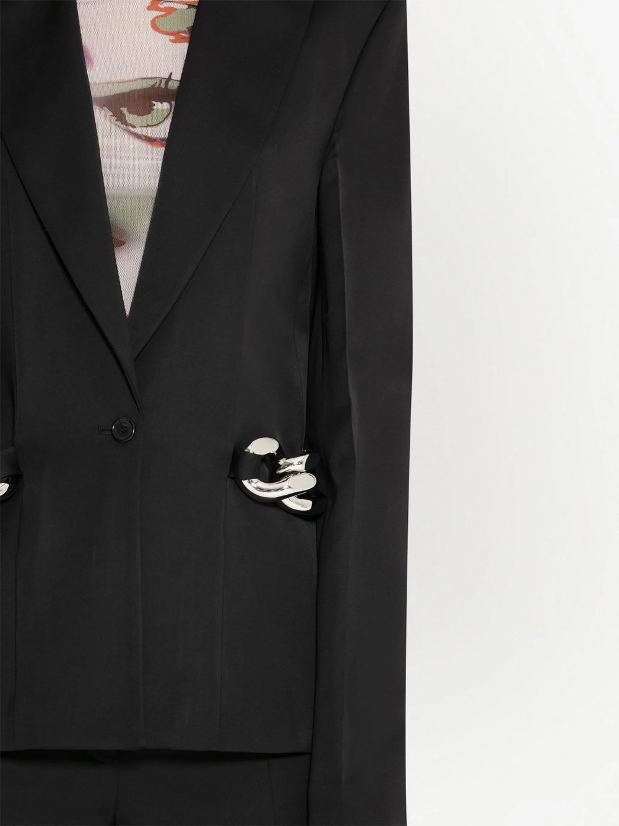 chain-detailed single-breasted blazer