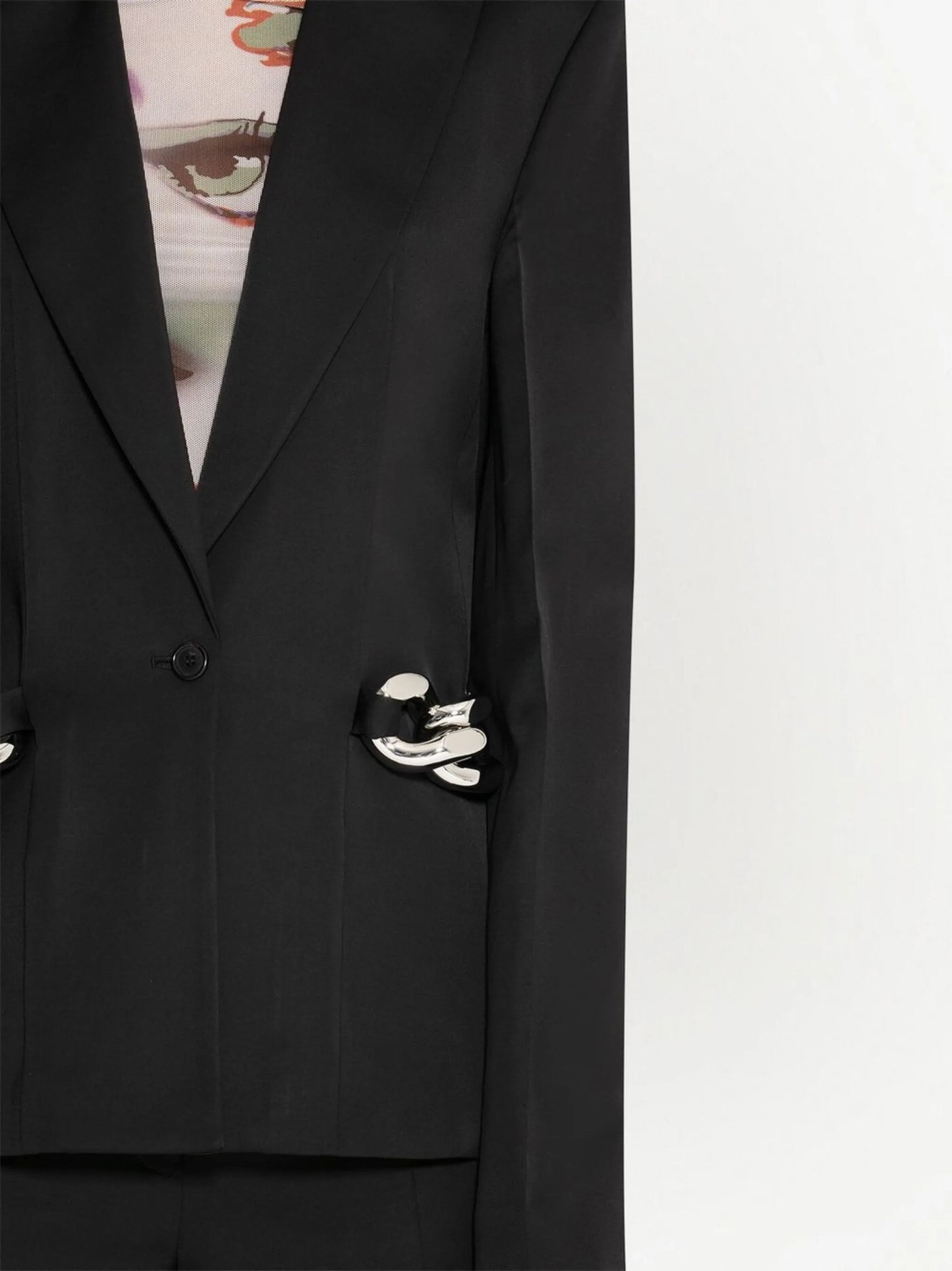 chain-detailed single-breasted blazer