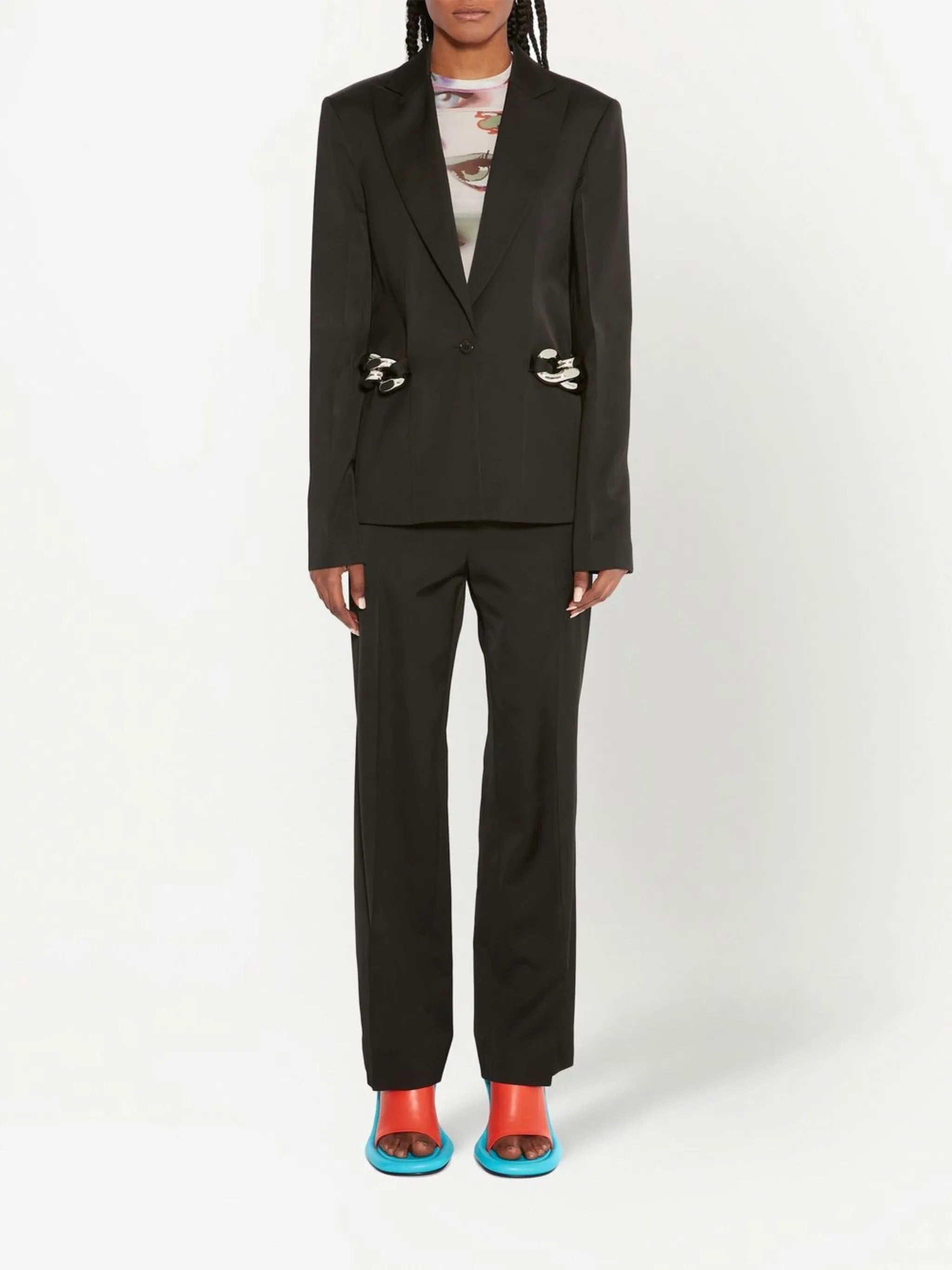 chain-detailed single-breasted blazer