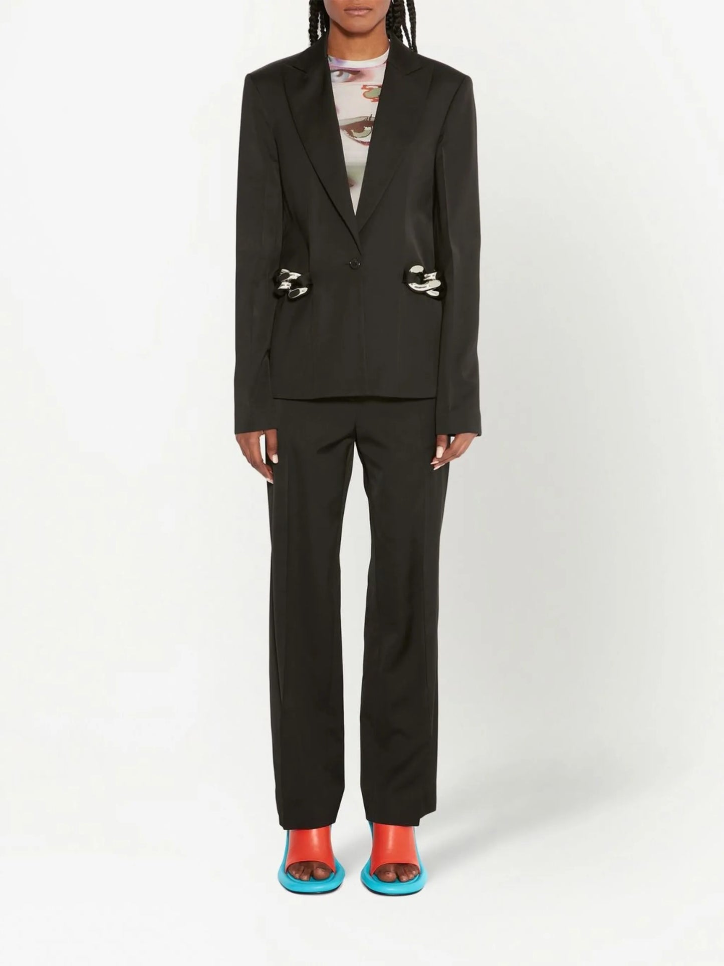 chain-detailed single-breasted blazer