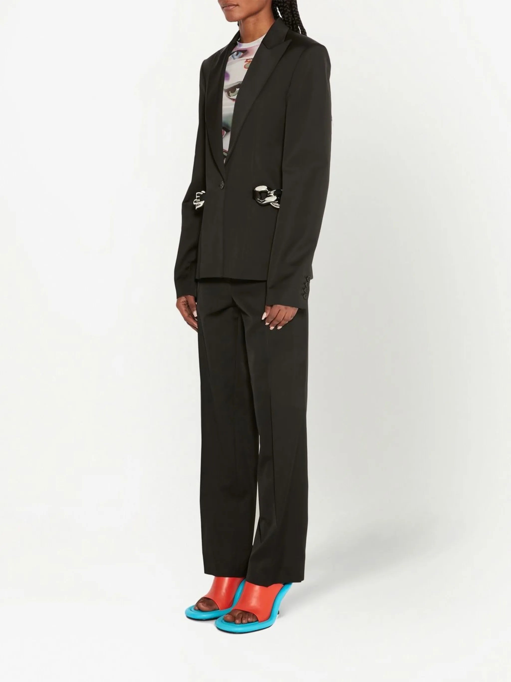 chain-detailed single-breasted blazer