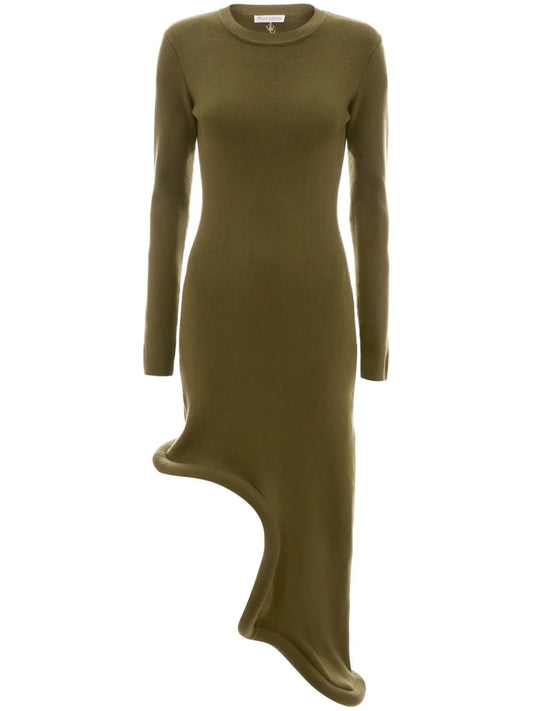 Bumper-Tube long-sleeve asymmetric dress