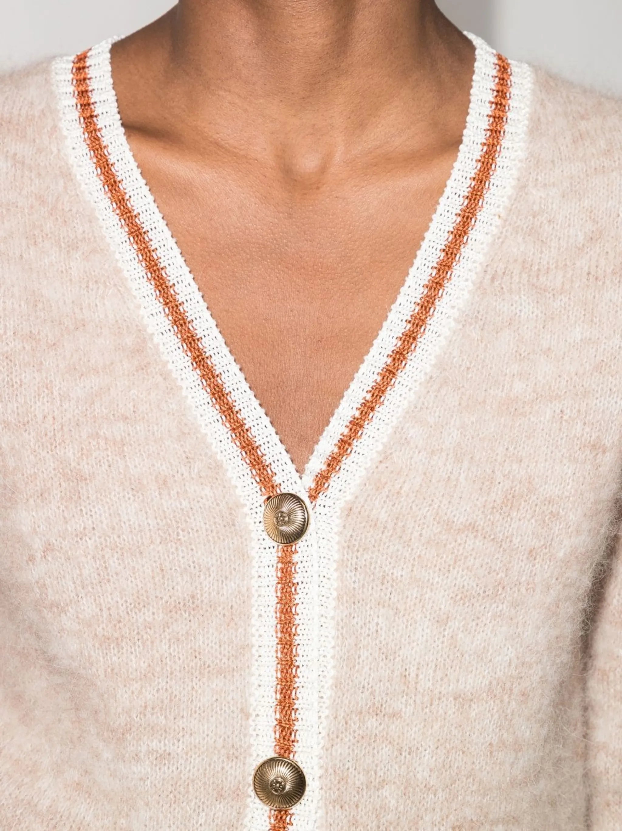 brushed V-neck cardigan