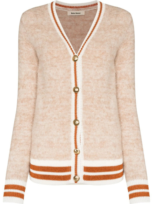 brushed V-neck cardigan