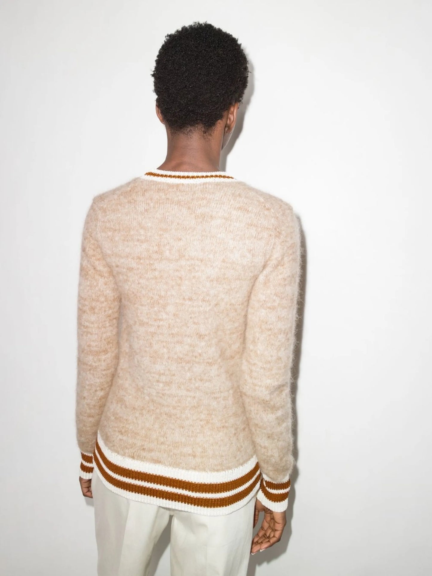 brushed V-neck cardigan