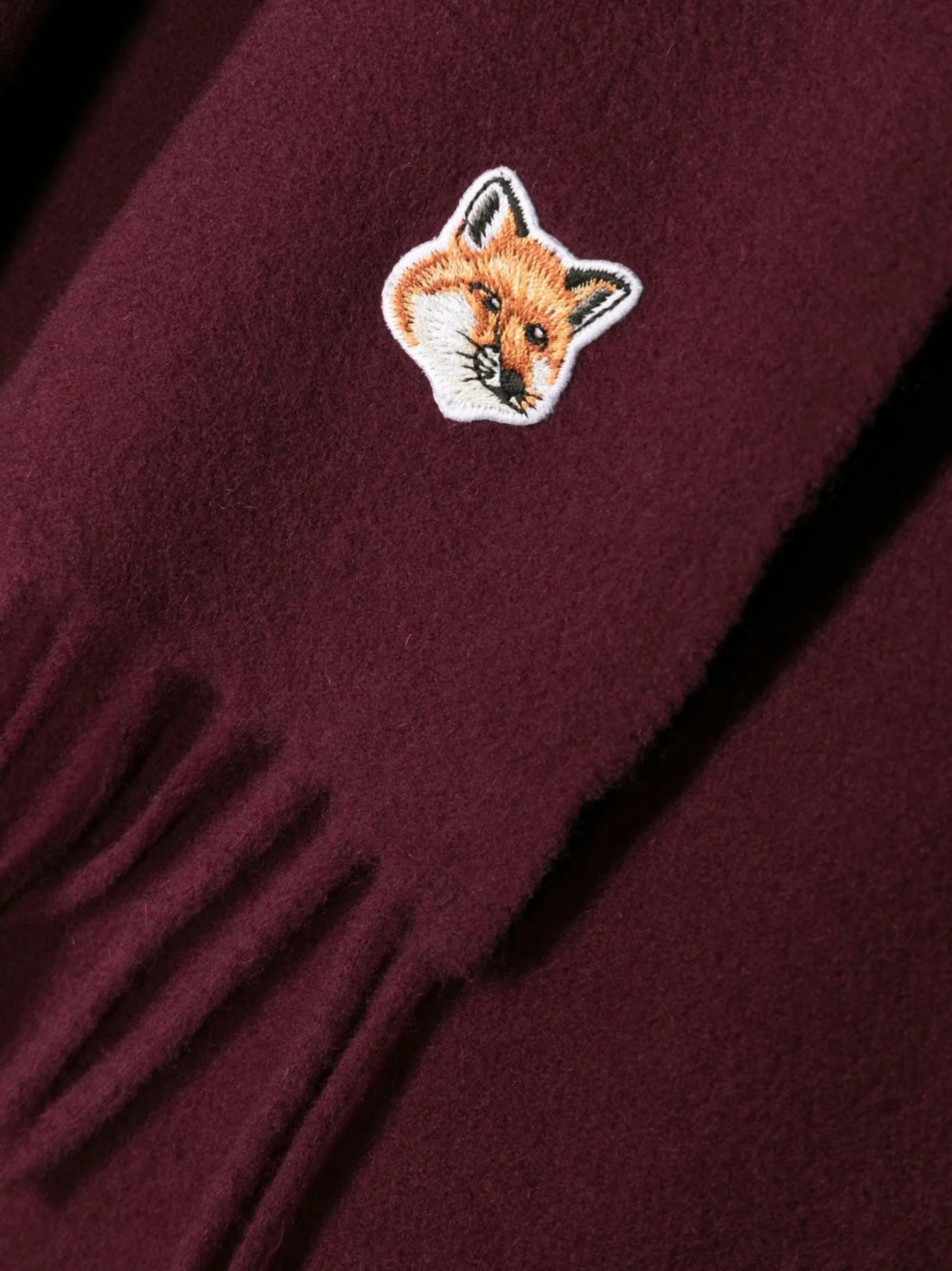 fox-patch fringed scarf