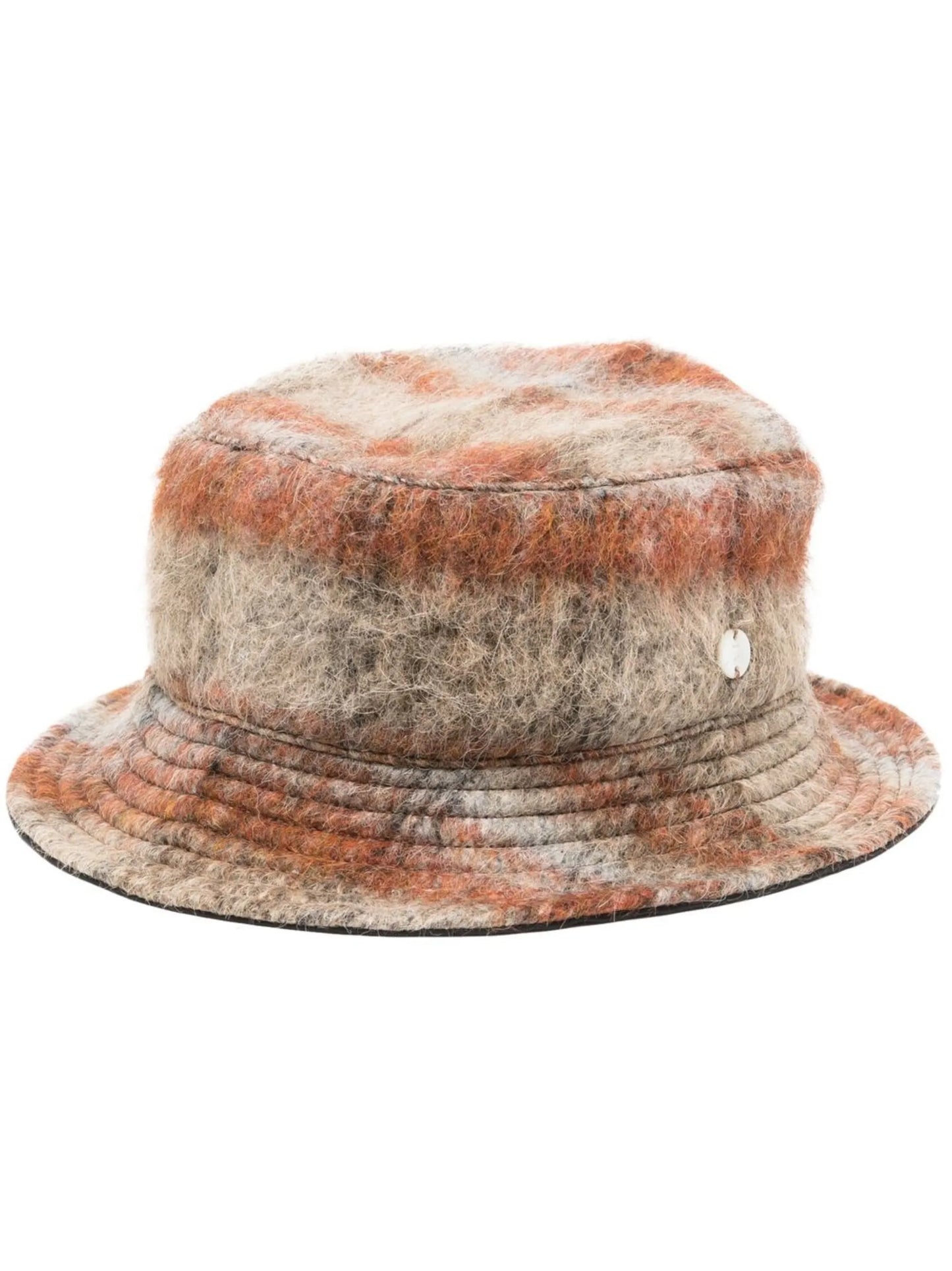 logo-plaque tartan-print bucket hat