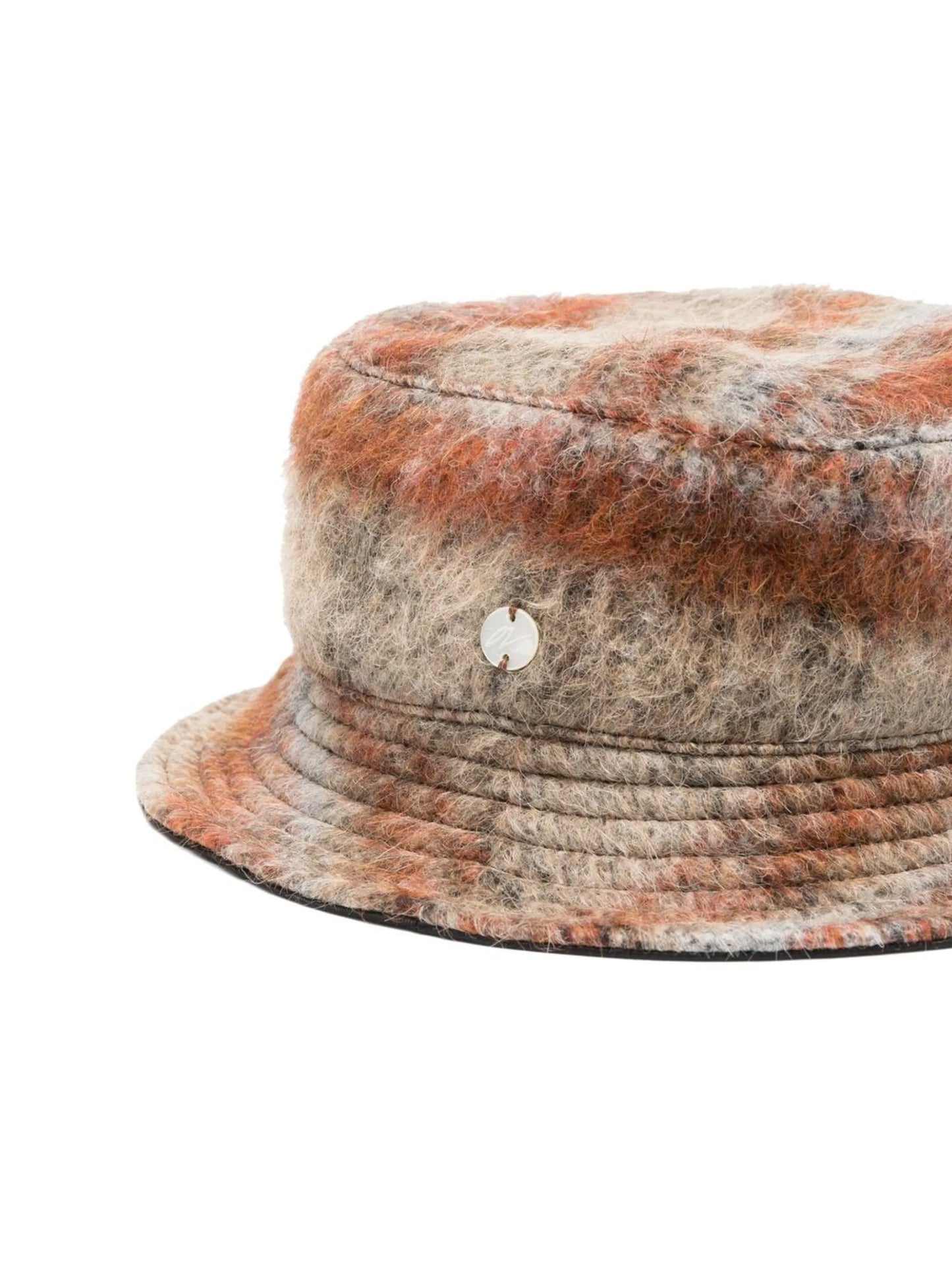 logo-plaque tartan-print bucket hat