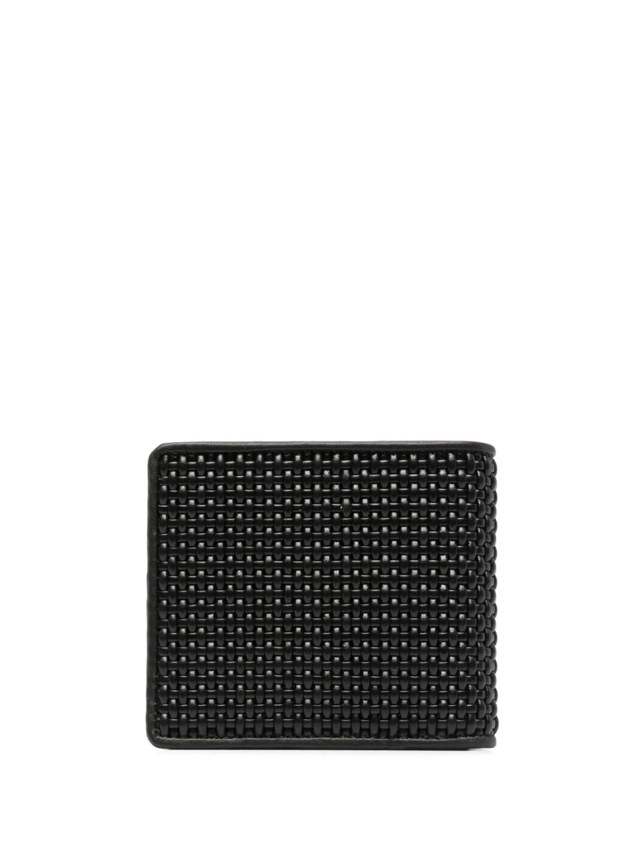 logo-detail woven leather wallet