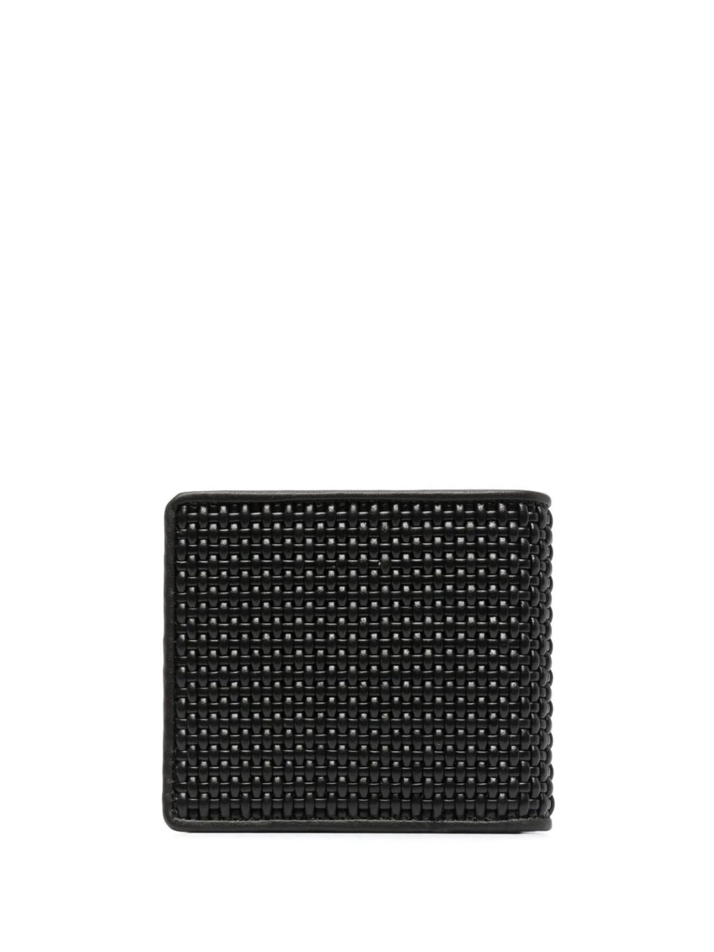 logo-detail woven leather wallet