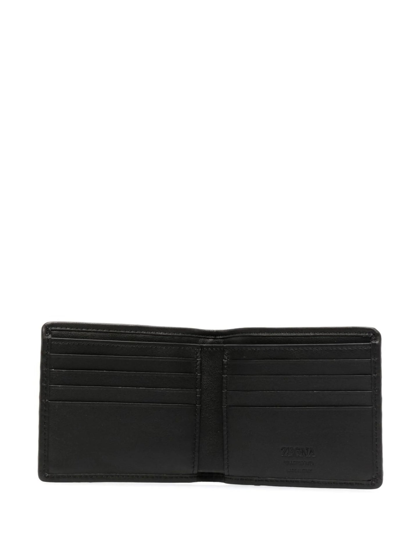logo-detail woven leather wallet