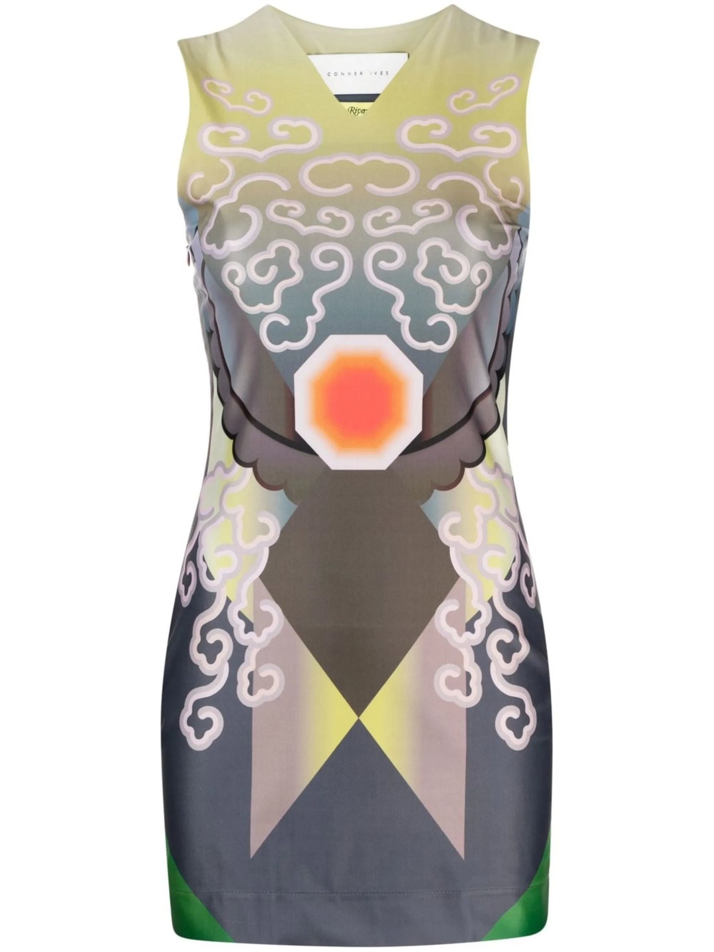 graphic-print sleeveless minidress