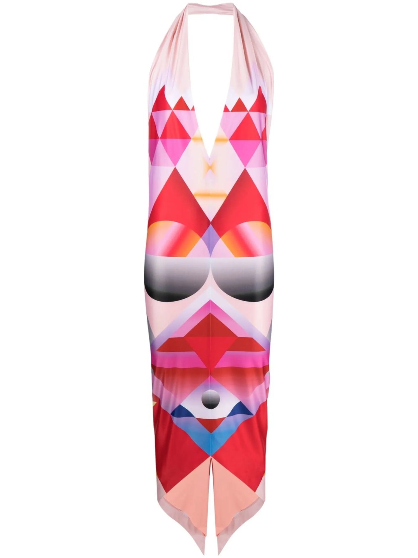 graphic-print halterneck dress