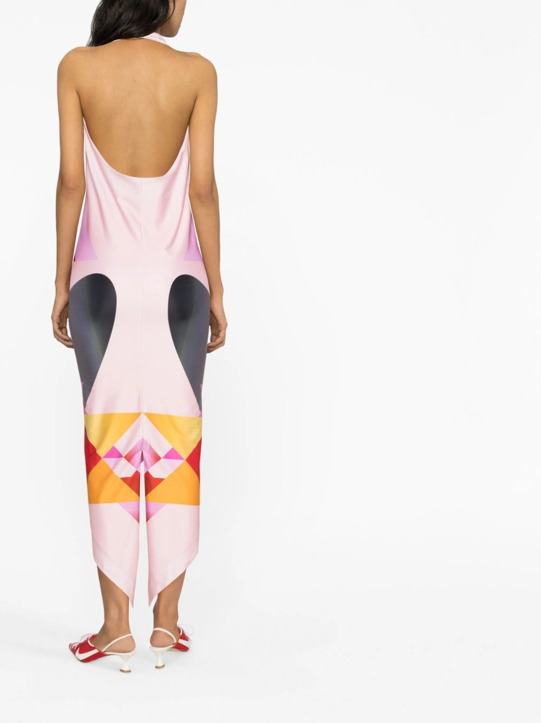 graphic-print halterneck dress