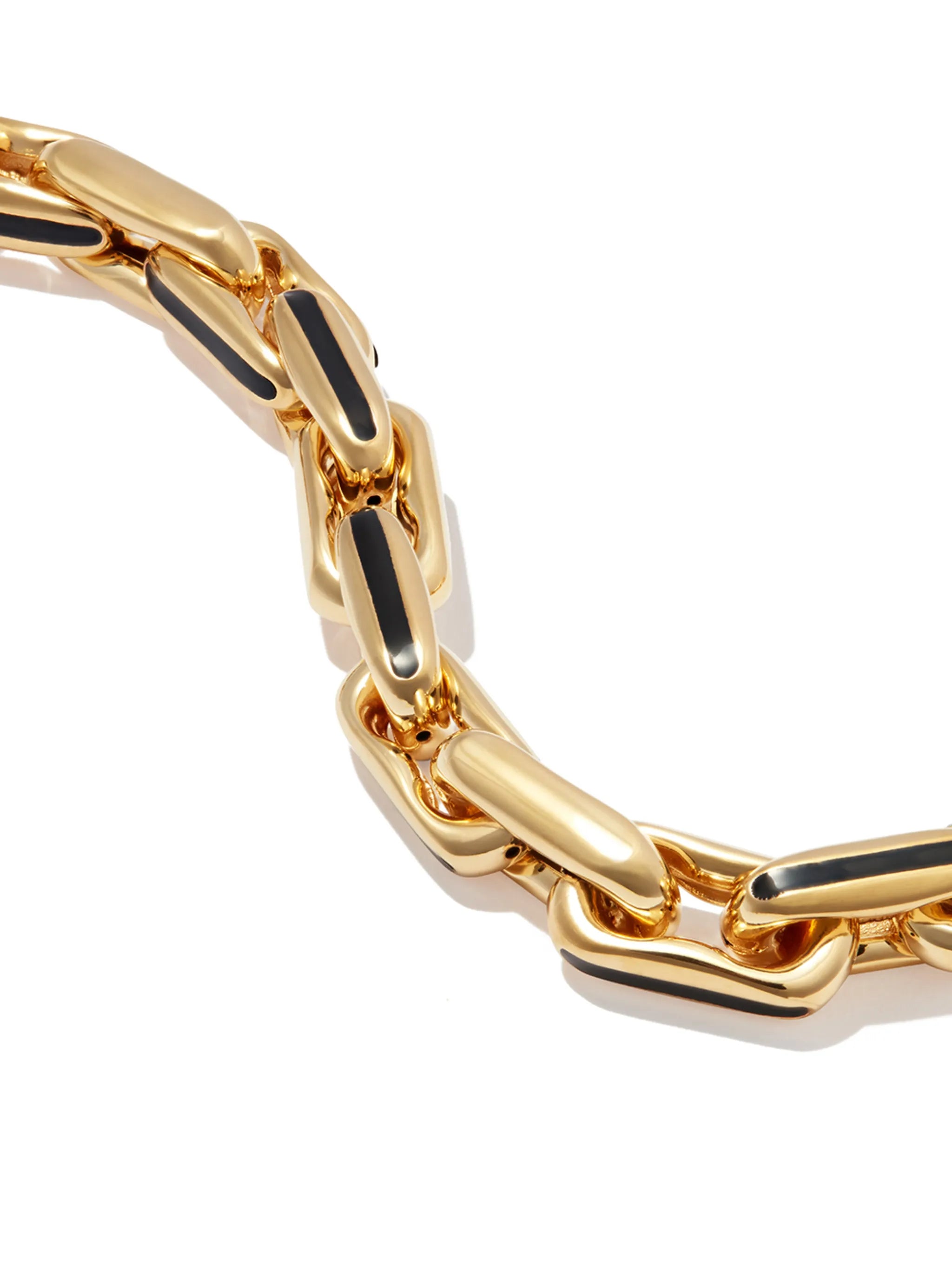 14kt yellow gold enamel-detail chain-link bracelet
