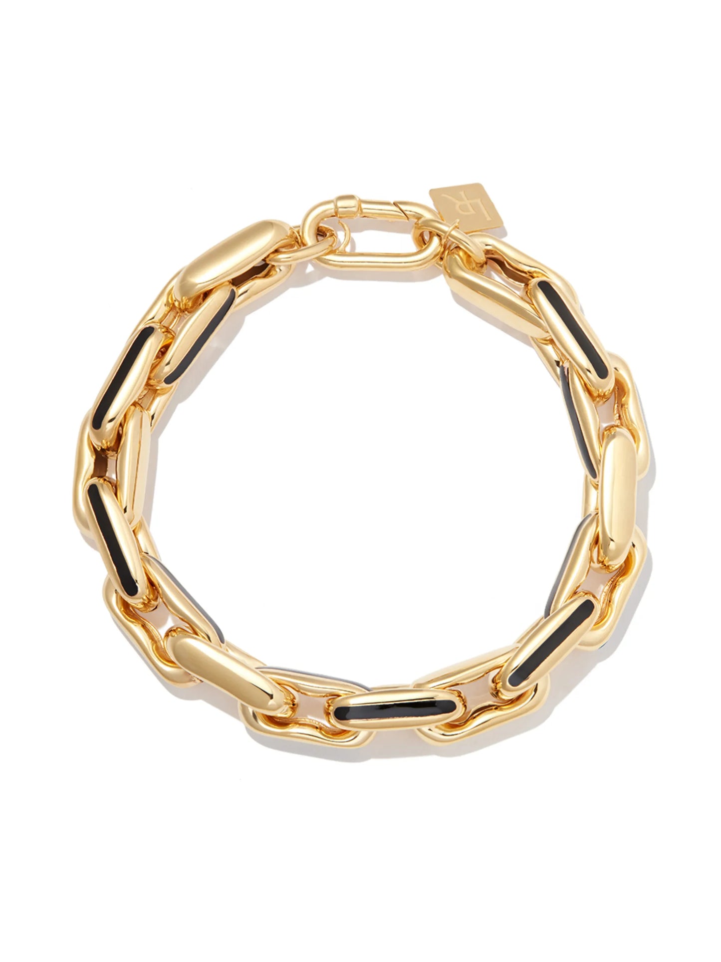 14kt yellow gold enamel-detail chain-link bracelet
