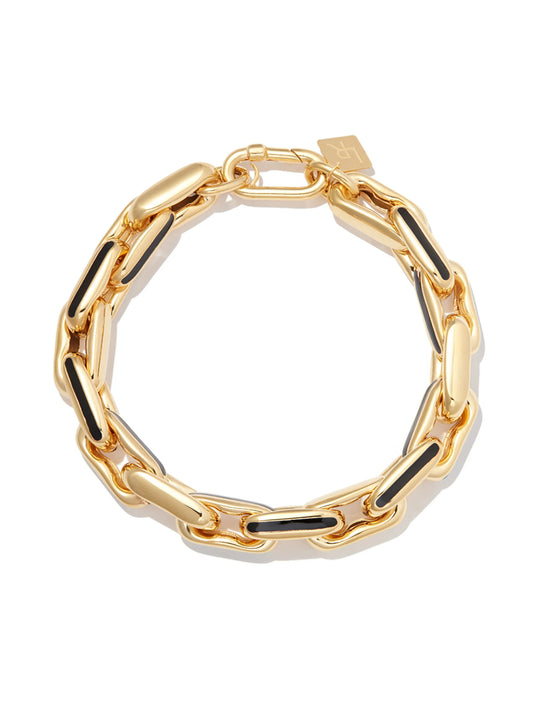 14kt yellow gold enamel-detail chain-link bracelet