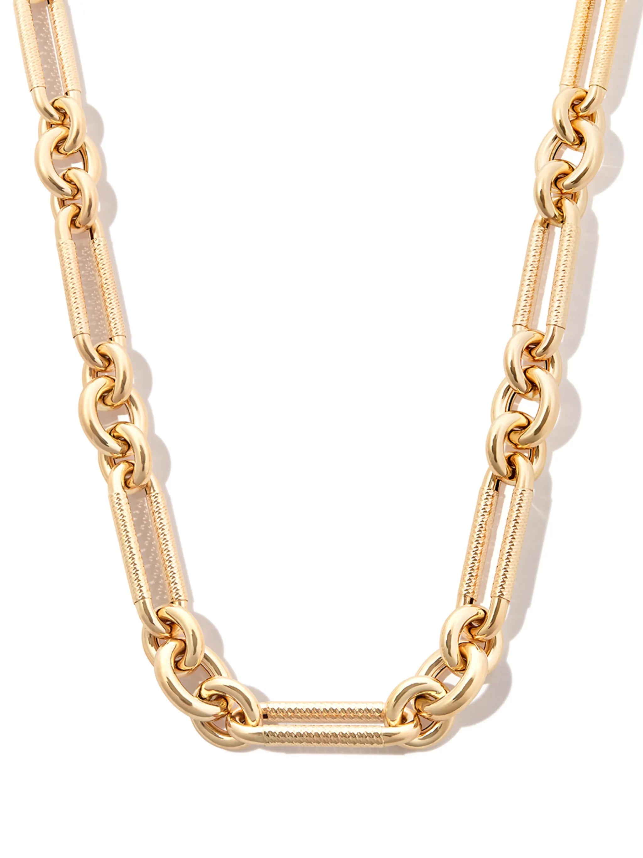 14kt yellow gold mixed-link necklace