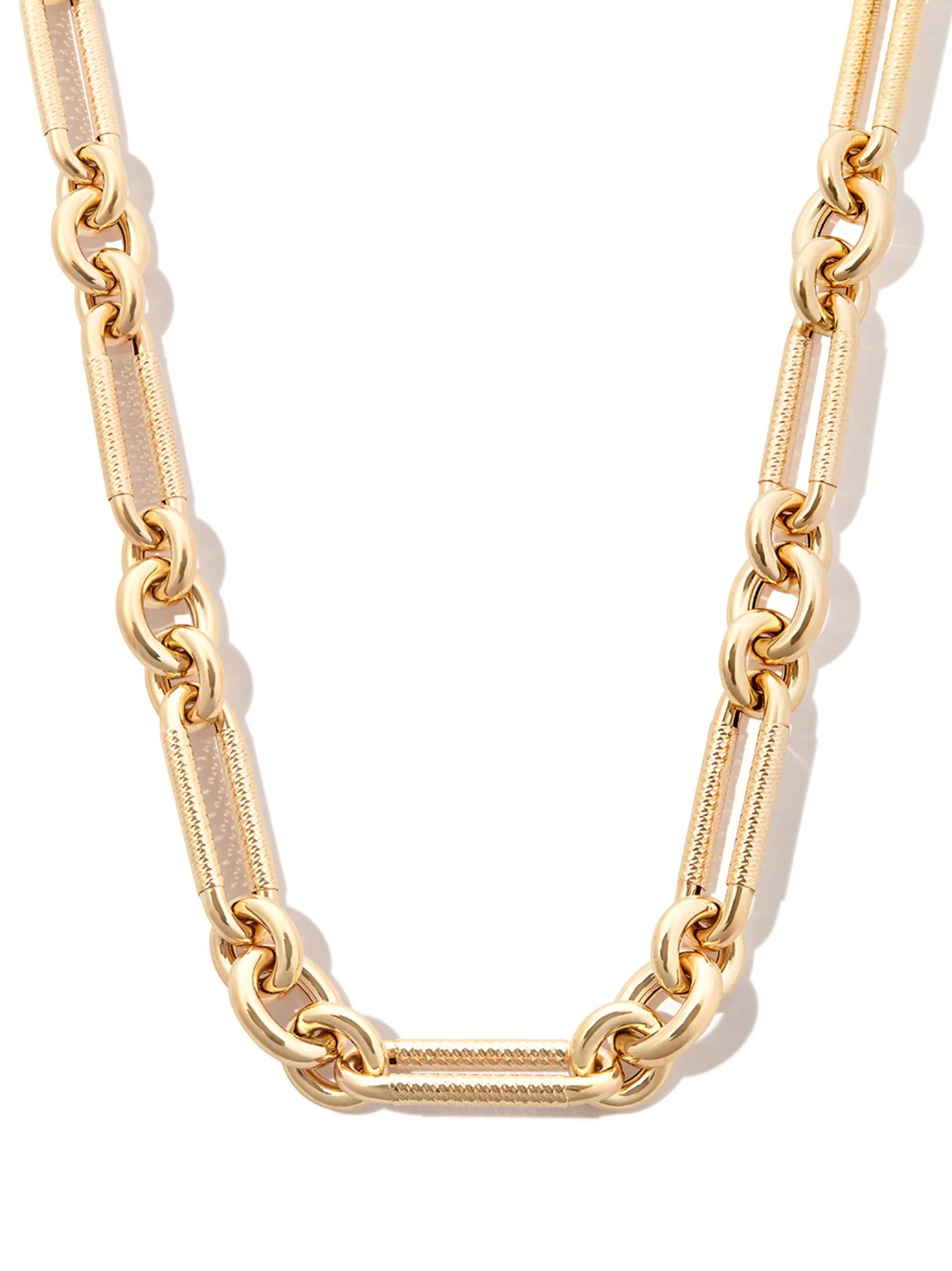 14kt yellow gold mixed-link necklace
