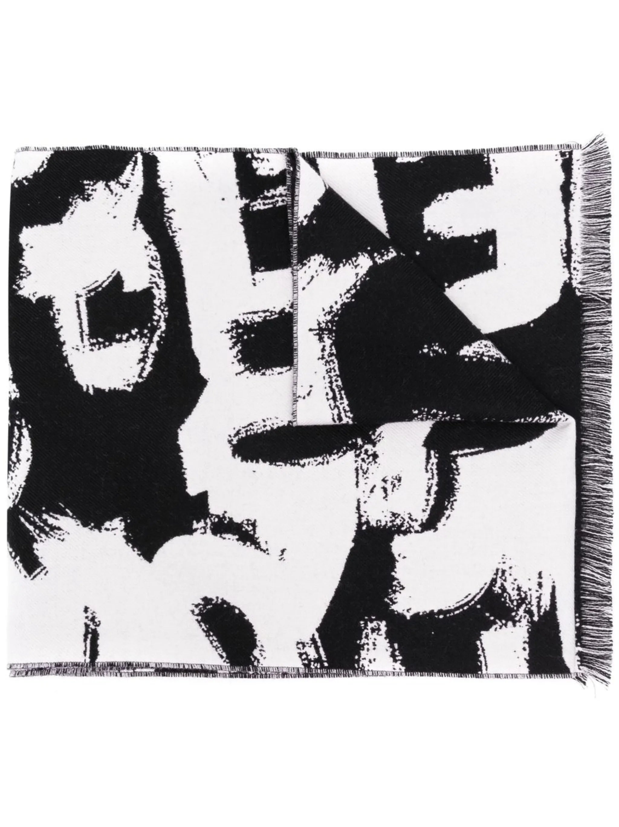 logo-print wool scarf