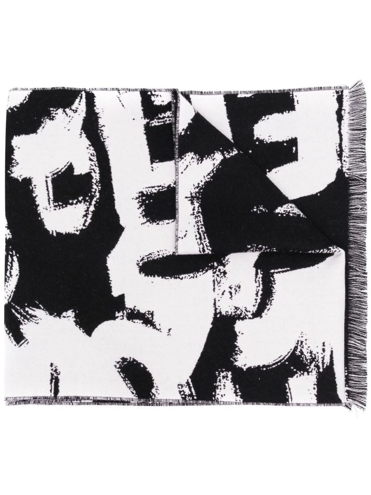 logo-print wool scarf
