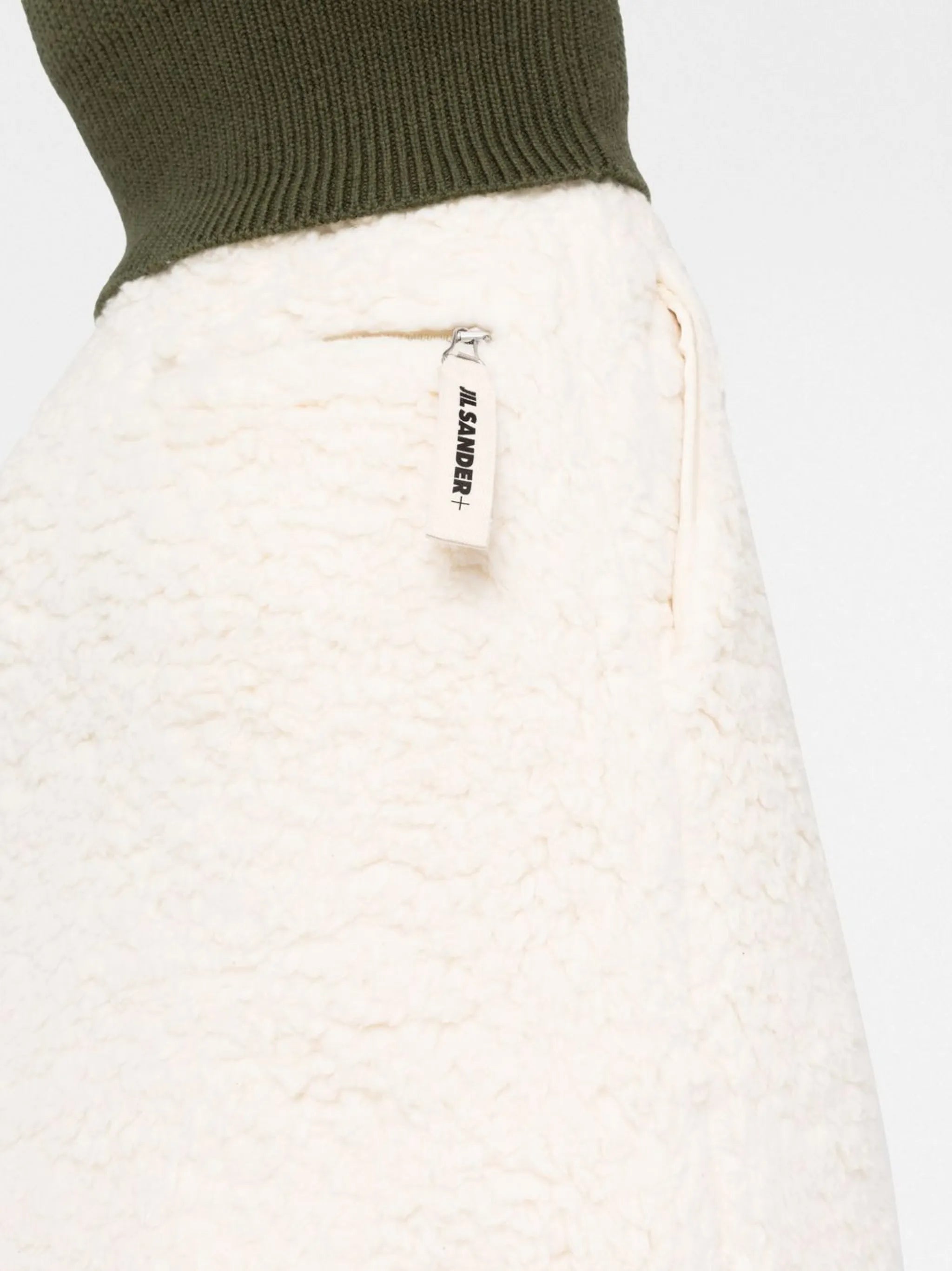 faux-shearling straight midi skirt
