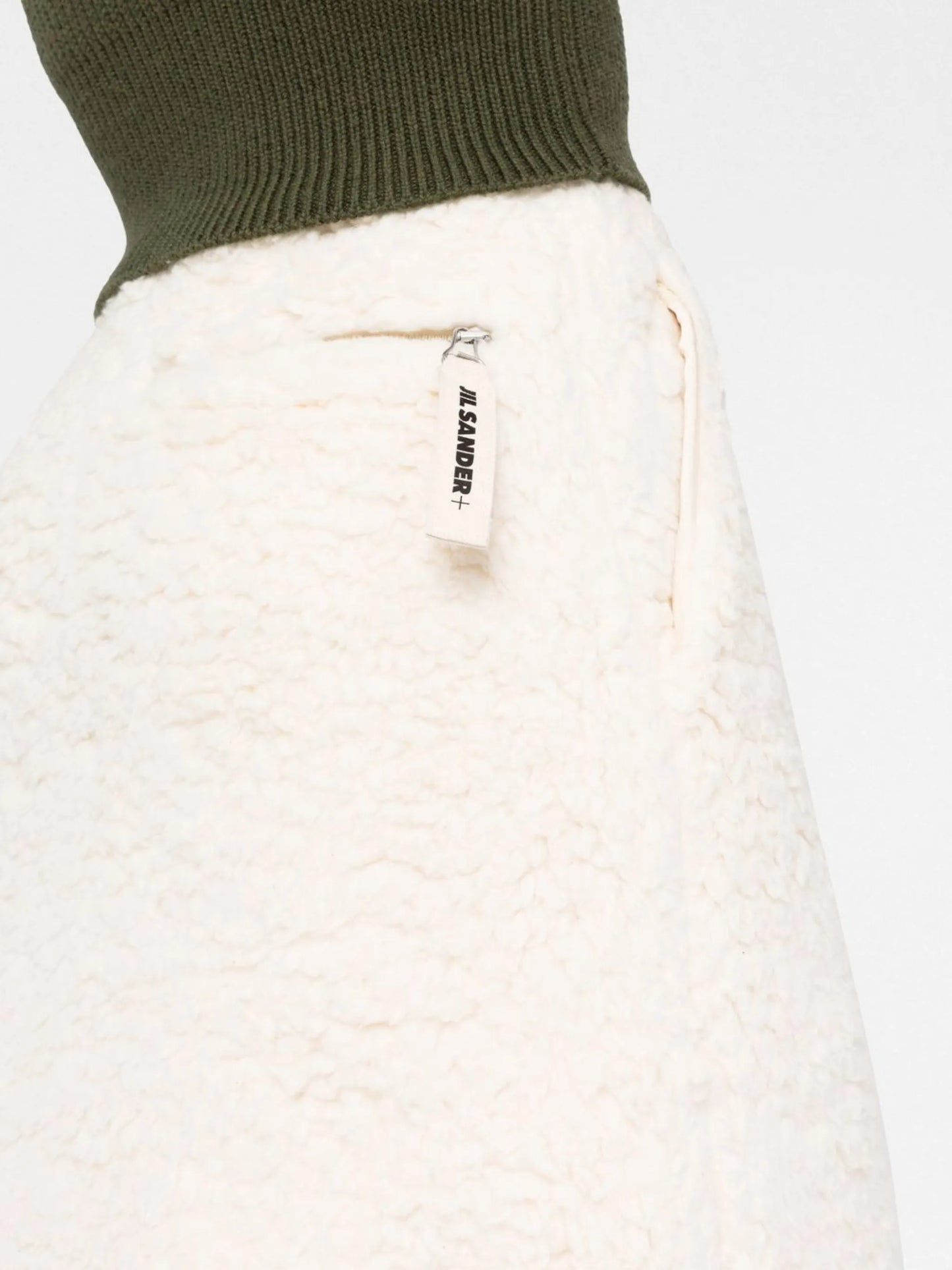 faux-shearling straight midi skirt