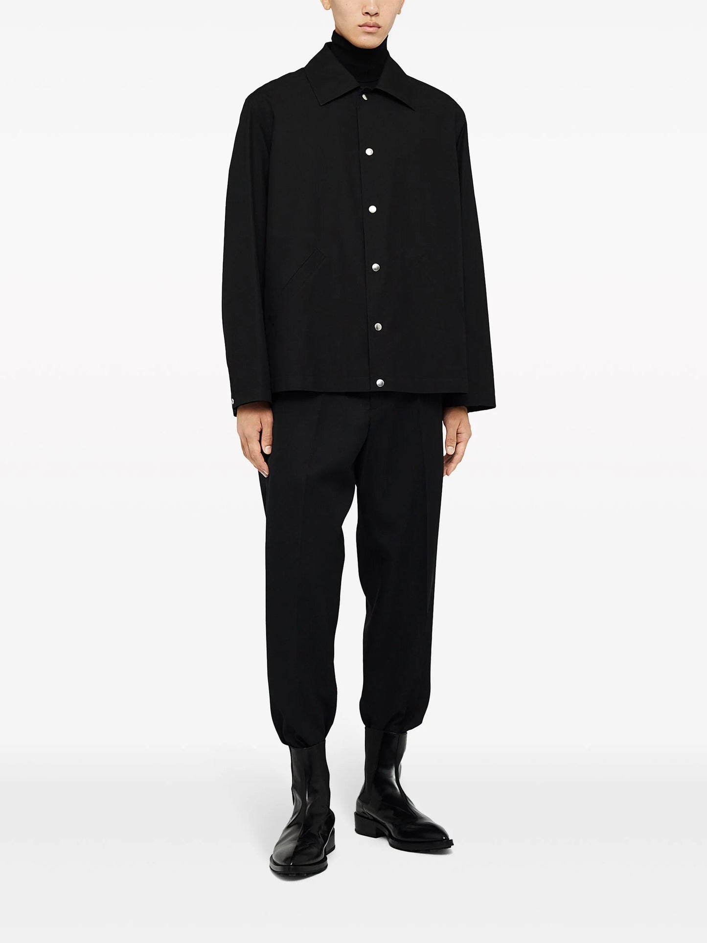 logo-print cotton-poplin shirt jacket