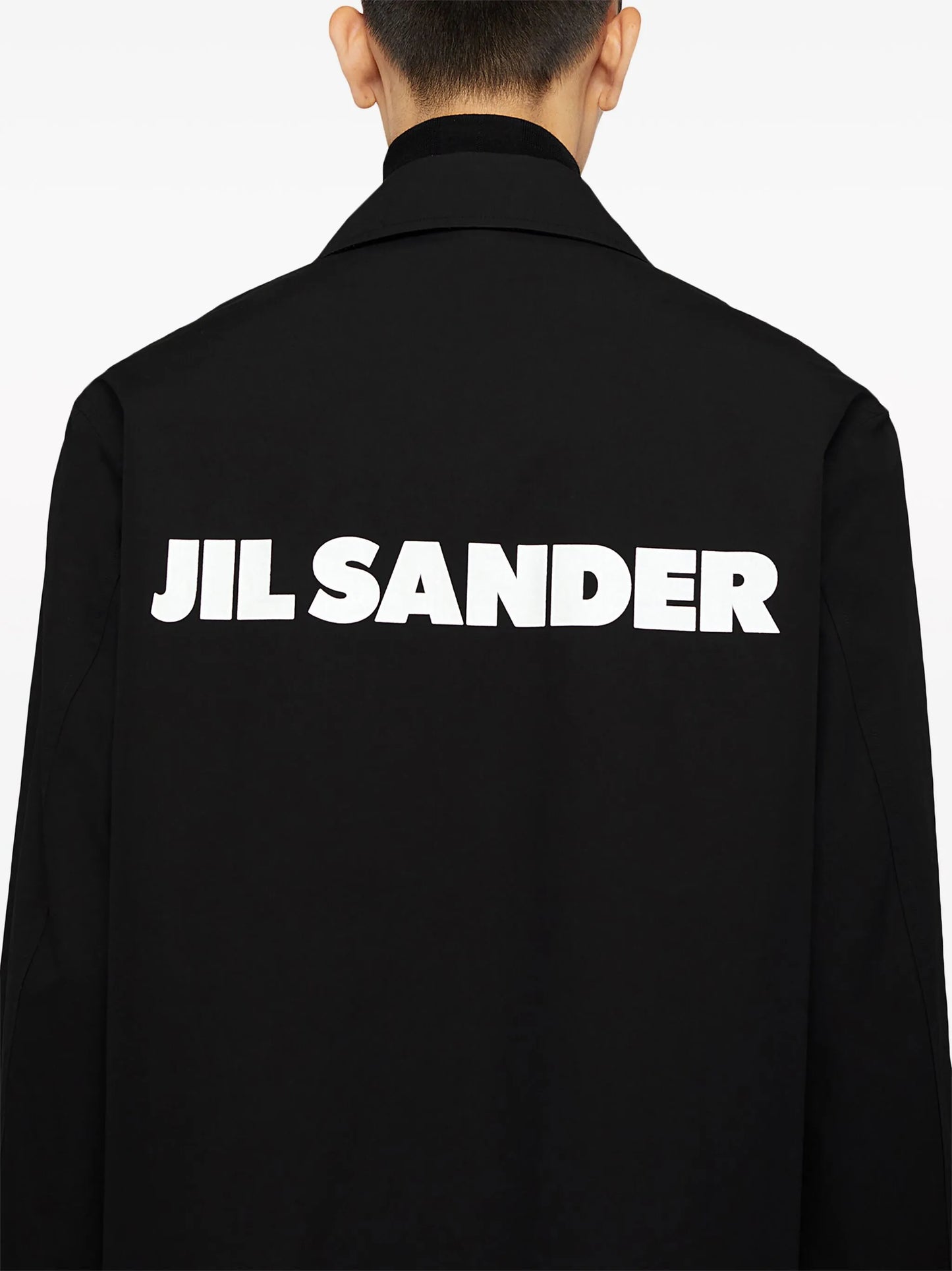 logo-print cotton-poplin shirt jacket