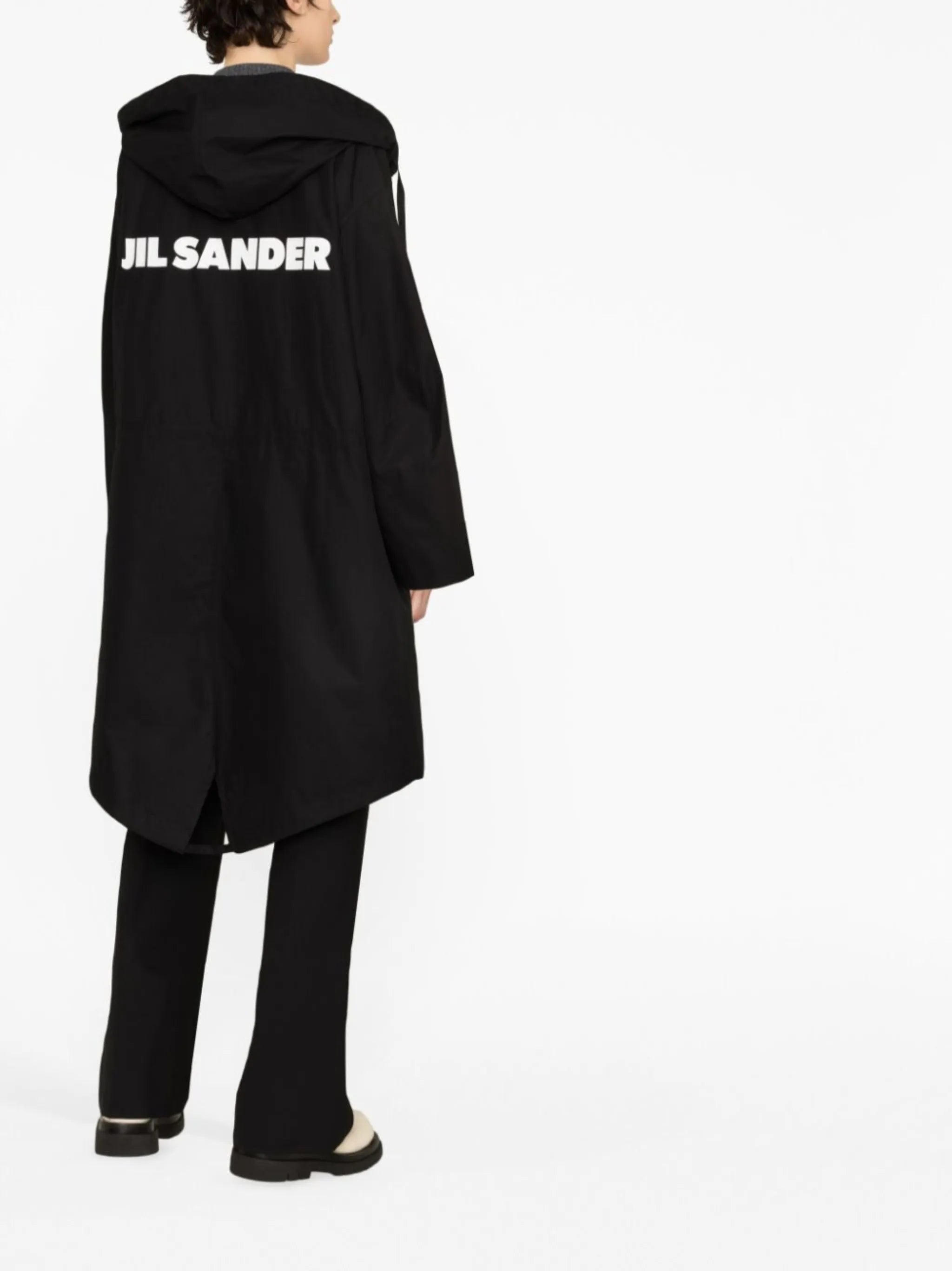 logo-print cotton coat